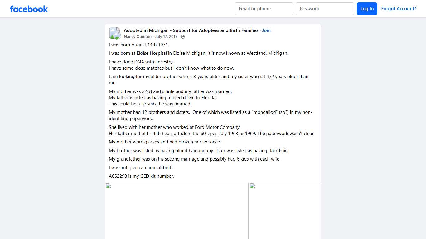 Adopted in Michigan - Support for Adoptees and Birth Families I was born August 14th 1971 Facebook